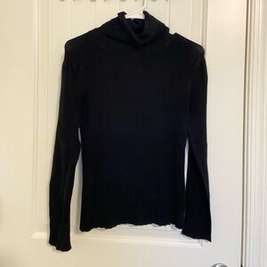 EUC BCBG Max Azria women’s black‎ thin knit soft stretchy turtleneck sweater XL